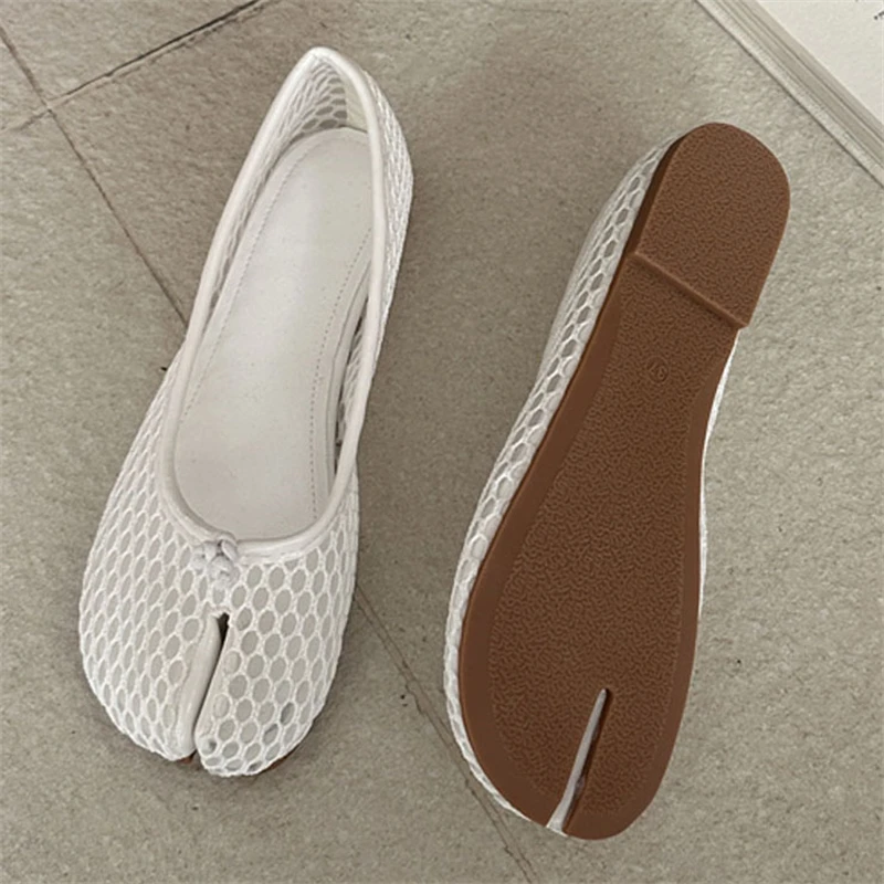 Summer Hollow Out Mesh Split Toe Women Tabi Ballet Flats Comfortable Walking Loafers Casual Ladies Dance Shoe Zapatos De Mujer