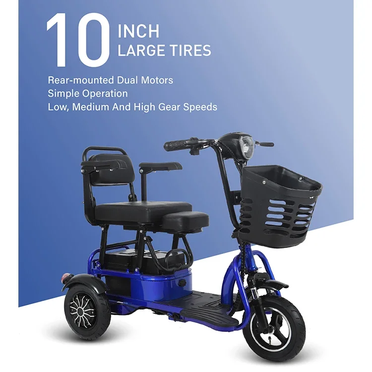 Lightweight and high quality electric tricycles three wheel drive adults tricycl electr puiss