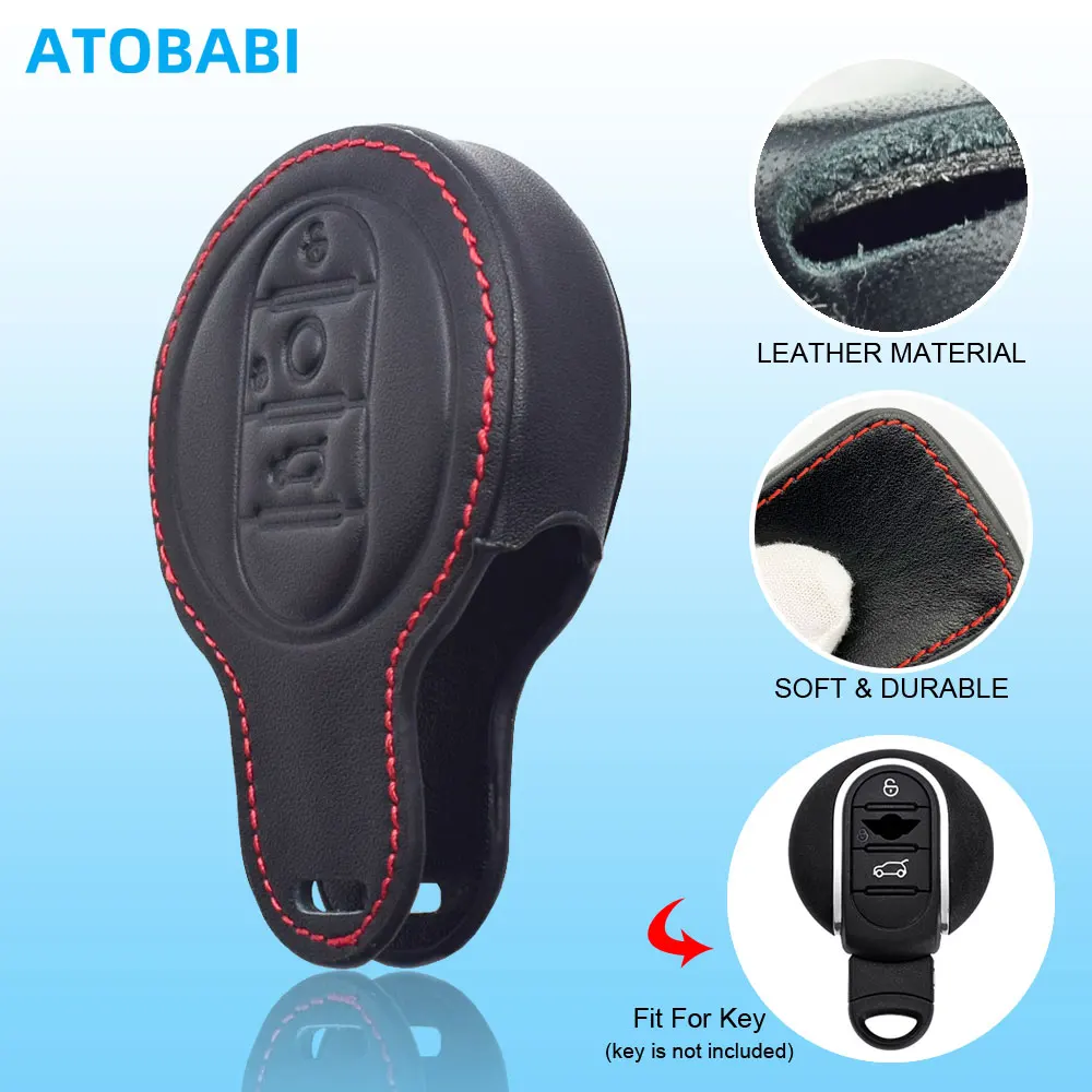 Leather Car Key Cover For BMW Mini Cooper S 2019 JCW Hatch Countryman Clubman Hardtop Smart Remote Fob Shell Cases Protector Bag