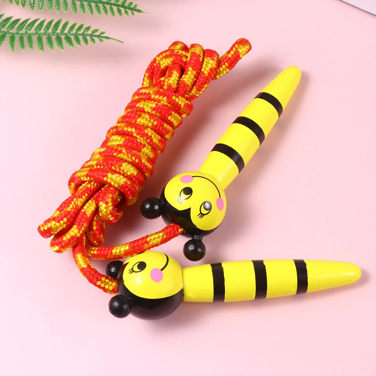 2Pcs Wooden Jump Rope for Children Premium Exercise Equipment Ergonomic Handle for School and Home Use Yellow