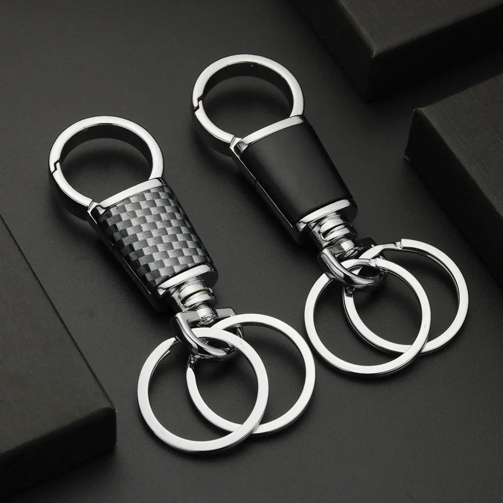 Fashion  Double Ring Keychain 360 Degrees Rotatable Key Chain Holder Rings Buckle Men's Waist Hanging Car Keyring Keyfob K417