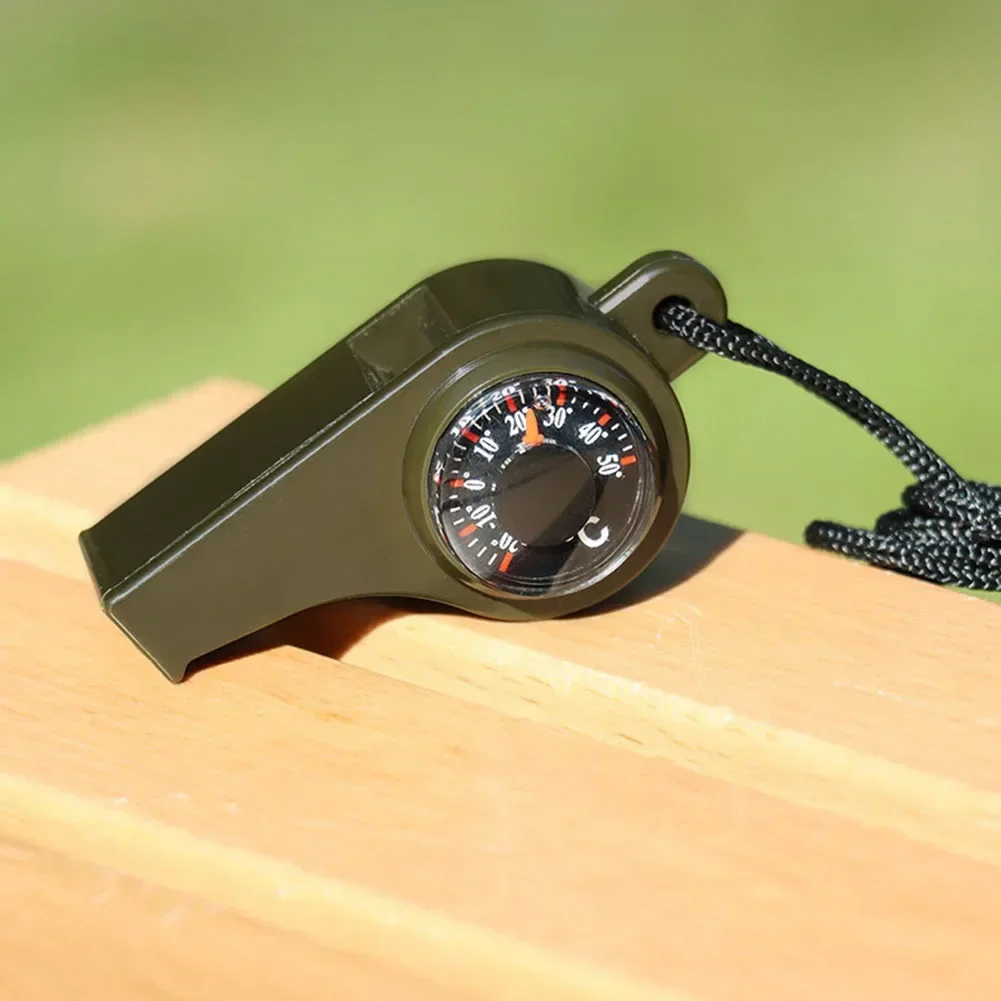 Survival Whistle Thermometer Multifunctional Lightweight Plastic For Compass 3 In 1 Outdoor Train Whistle Super Loud Tool