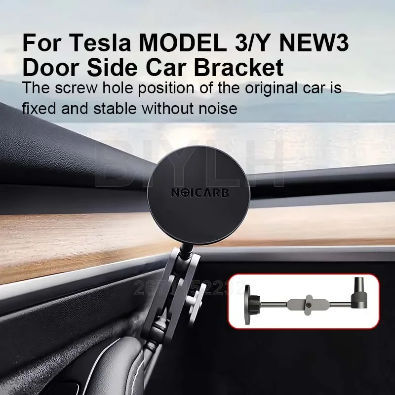 Car Metal Mobile Phone Holder For Tesla MODEL Y Model 3 Highland 2024 Powerful Magnetic Door Side Mobile Phone Holder Accessorie