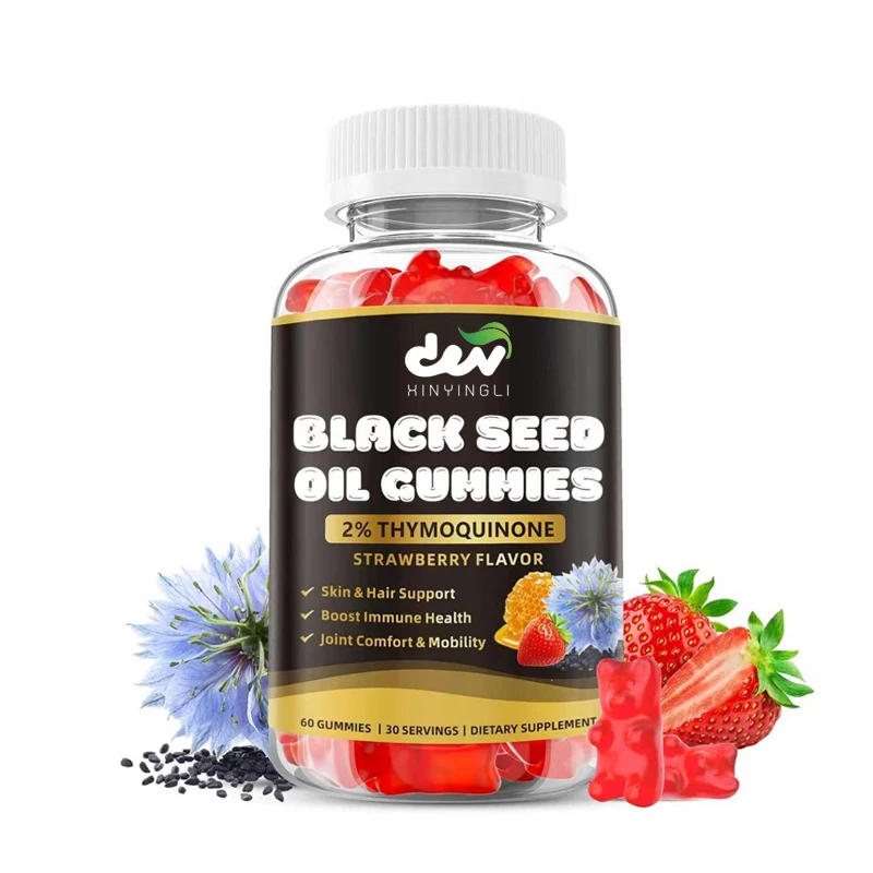 500mg Black Seed Oil Gummies, Containing Honey and 2% Thymol, Can Enhance Immune Health, Joints, Digestion, Hair, and Skin