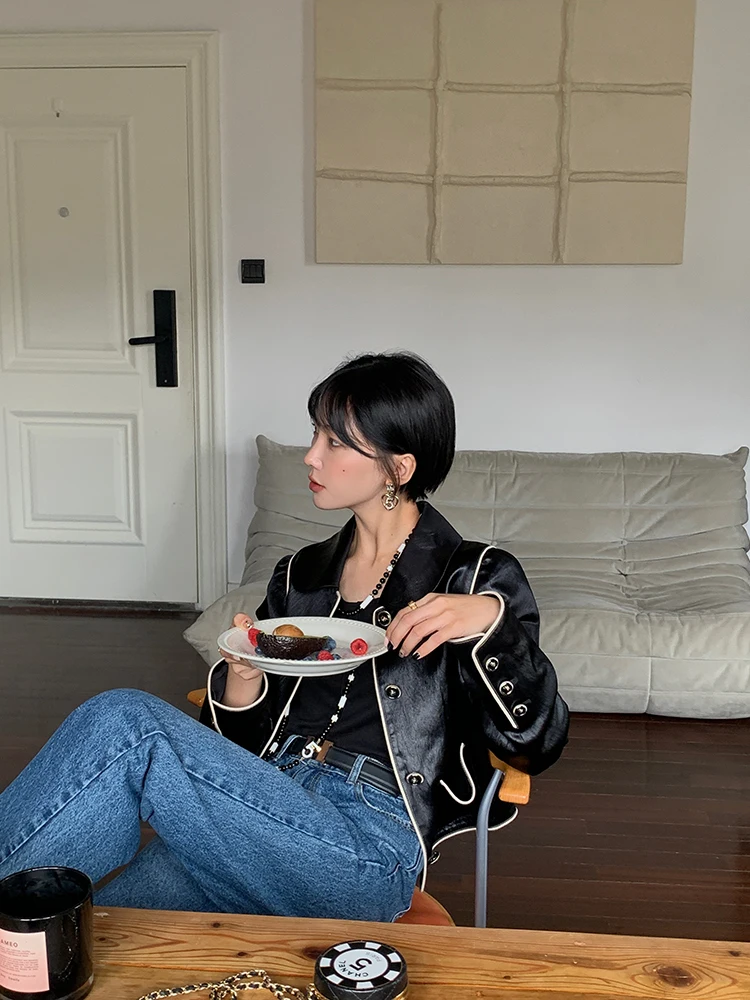 

Yum Star Women's ort Jaet Summer 2023 Faion Slimming Small Fraance Sle Outerwear Commute Sle Other Material