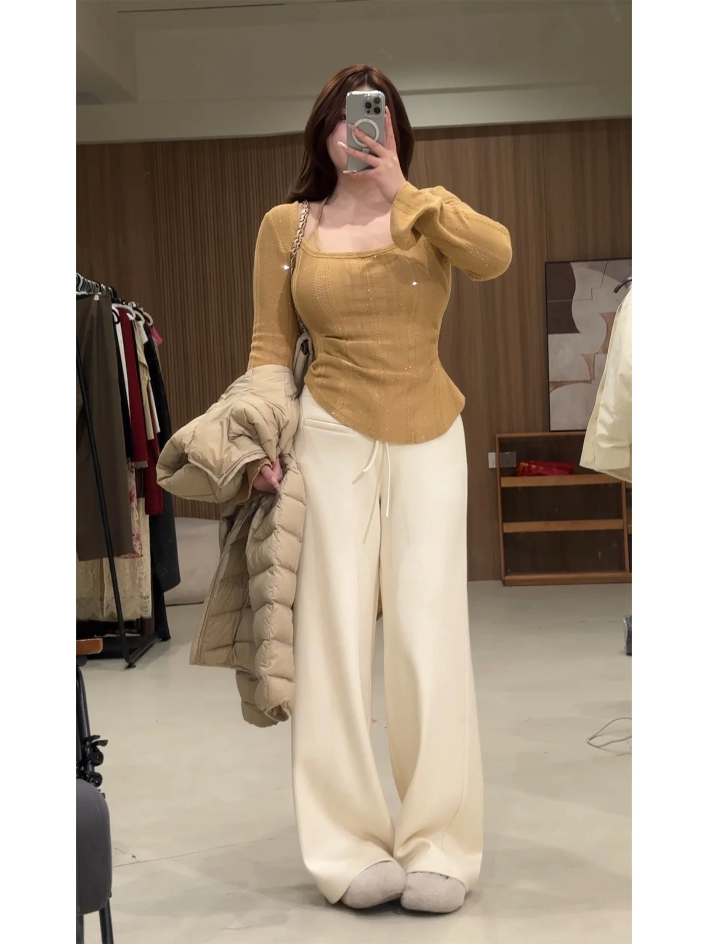 

DMcc plus Size Knitted Top And Wide Leg Pants Set Casual Sle plus Size Women's Clothing Slimming Effect Autumn Winter New A...