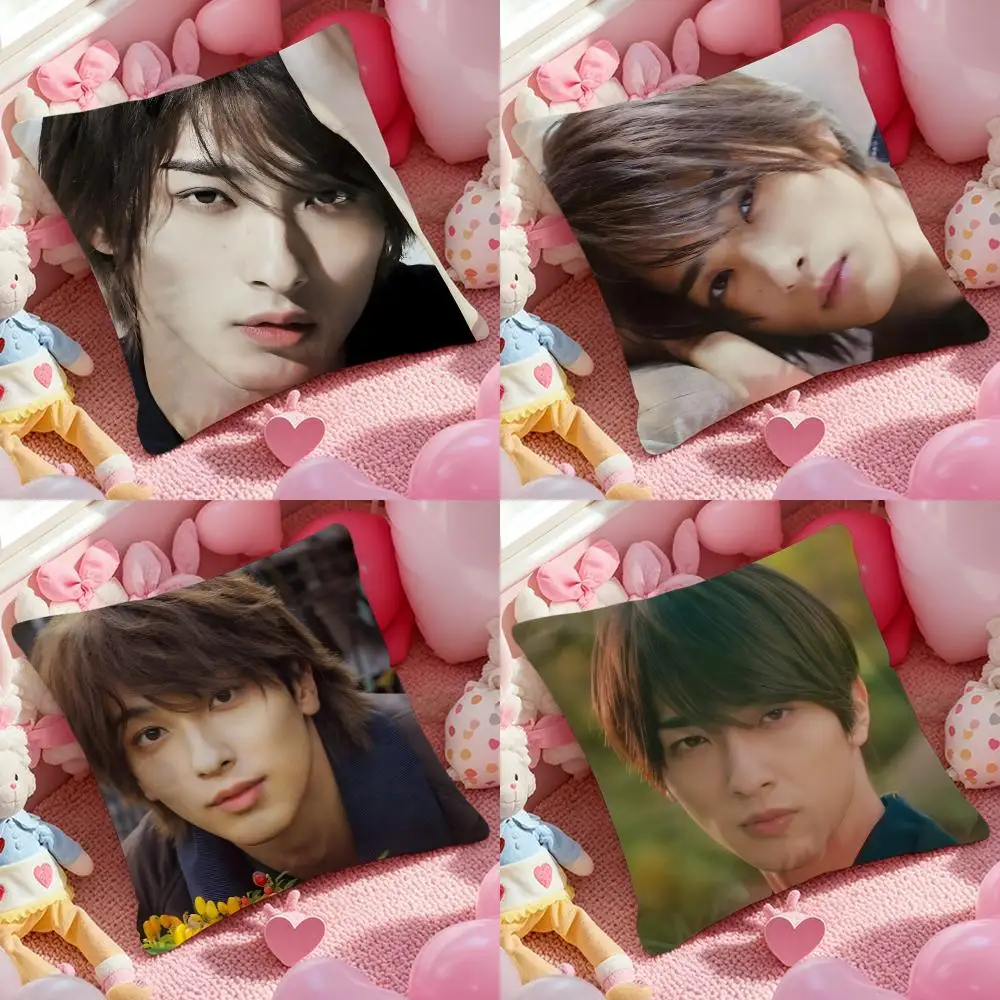 Ryusei Yokohama Actor Cushion Cover Anti-dustmite Pillowcase Invisible zipper silky short plush Sofa cushion cover