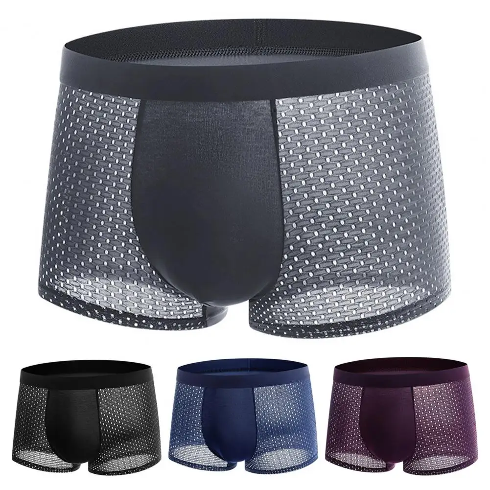 Men Slim Fit Boxer Briefs Men's Summer Mesh Boxer Briefs with Wide Elastic Waistband U-convex Design Thin for Breathable for Men