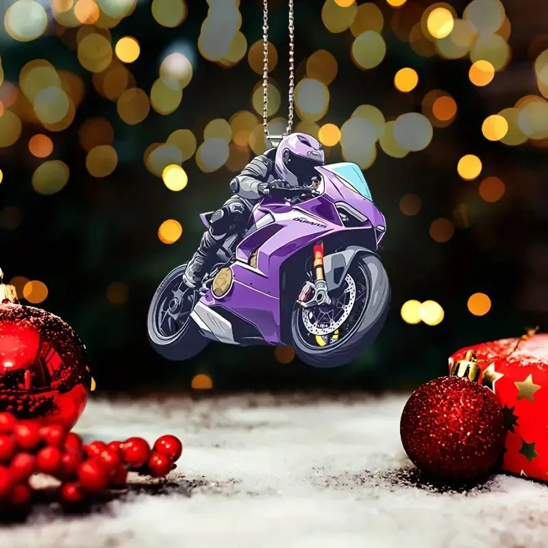 Hot Selling Simulation Motorcycle Acrylic 2D Plane Car Pendant Creative Cool Motorcycle Car Rearview Mirror Decoration Pendant