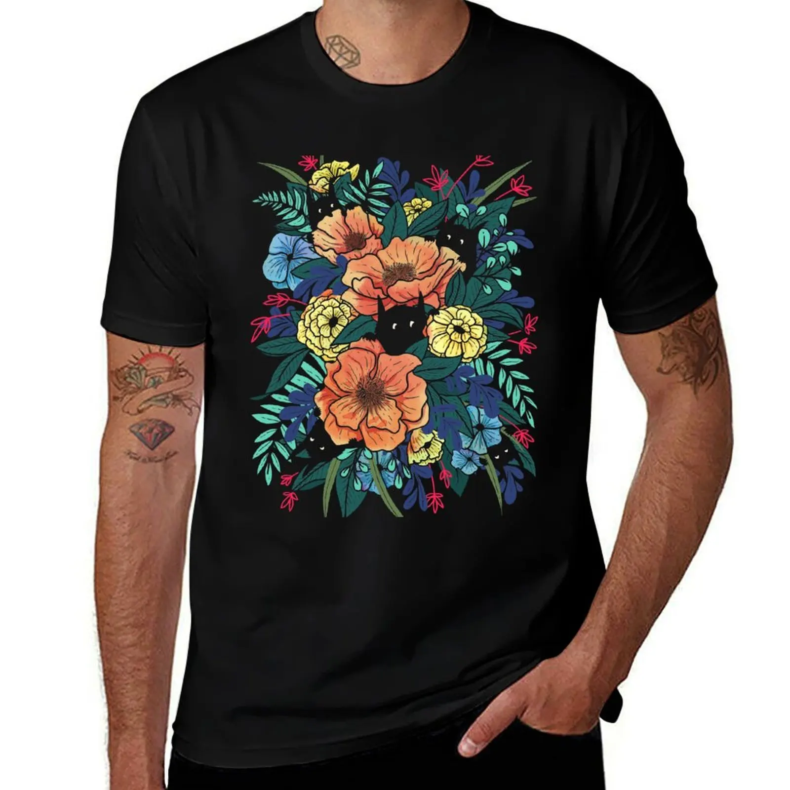 Wild Flowers T-Shirt Basic Casual Short Sleeve Cotton Shirt T-Shirt