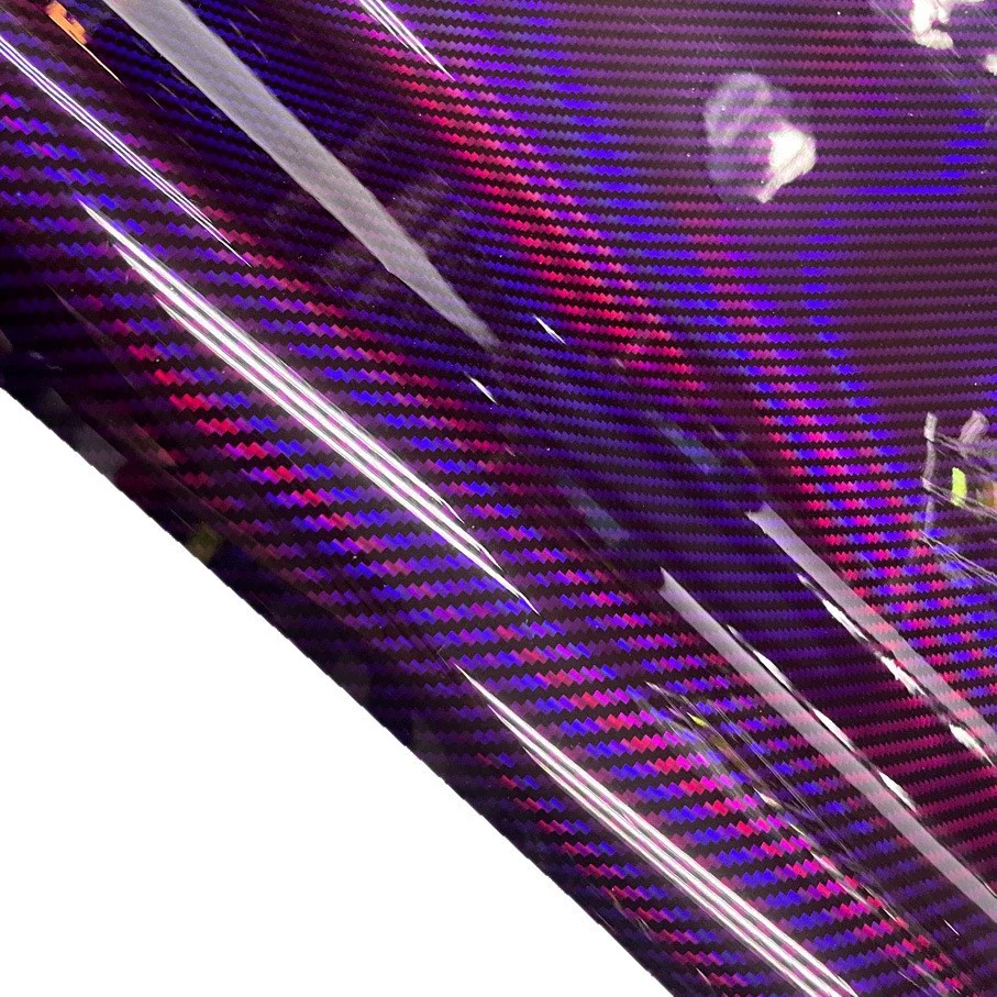 New Premium Holographic Purple Carbon Fiber Vinyl Wrap Film DIY Self Adhesive Decal Sticker Motorbike Car Wrapping Foil