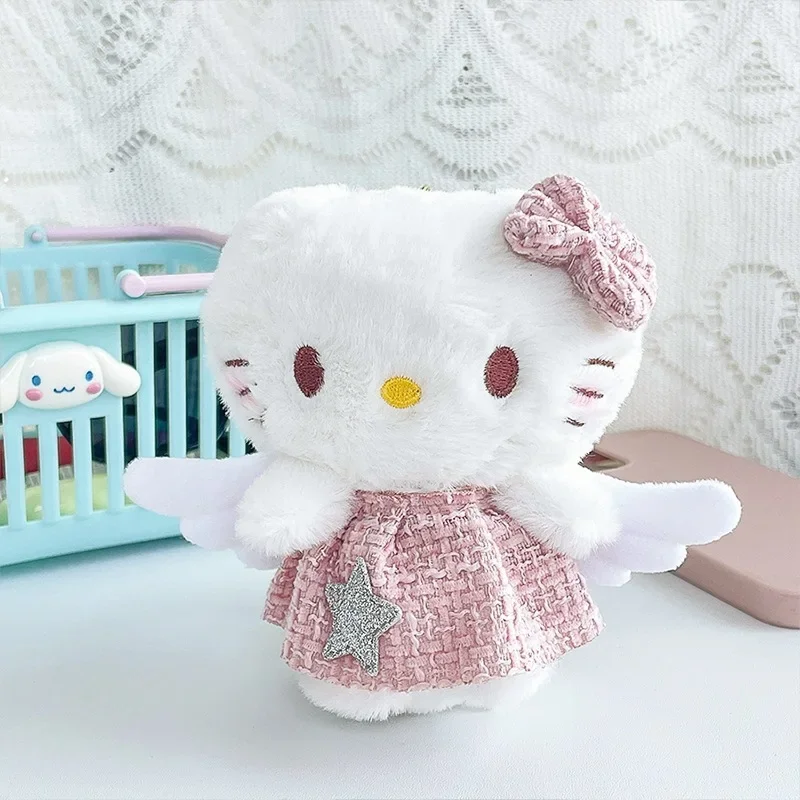 2024 Angel Series Kittys Plush Doll Pink Wings Keychain Cute Girl Cartoon Backpack Pendant Kawaii Decoration Children Toy Gifts