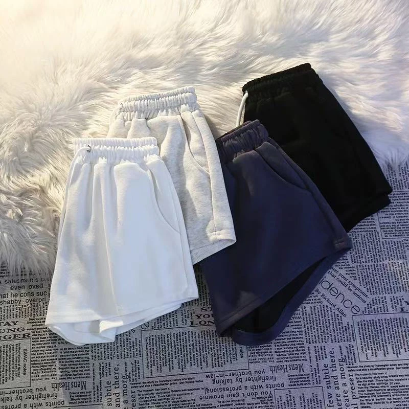 Cotton Drawstring Wide Leg Shorts for Women High Waist Loose Casual Jogging Shorts Y2K Summer Streetwear All Match Baggy Shorts