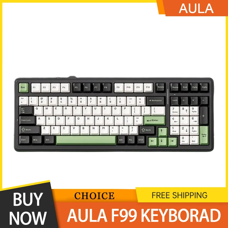 Aula F99 Mechanical Keyboard 98 Keys Tri Mode Hotswap Customized Gaming Gasket Keybaord Accessory For Computer Pc Gamer Man Gift