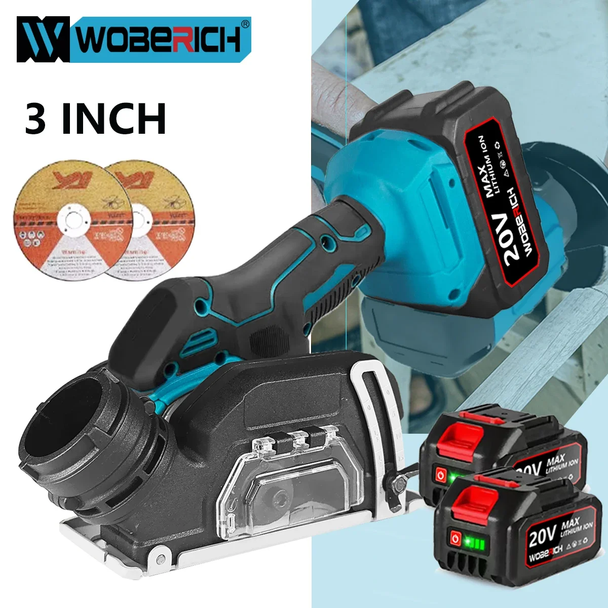 

WOBERICH 3inch Cordless Electric Small Cutting Machine Compact Cut OFF 76MM Mini Angle Grinder for Makita 18V Battery