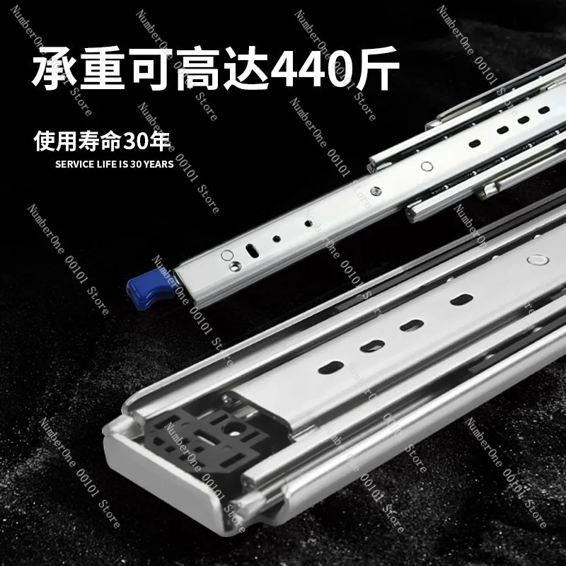 Heavy Duty Industrial Drawer Slide Rail with Lock, Three-section Thickened Load-bearing Guide Rail for RV Cabinet and Furniture