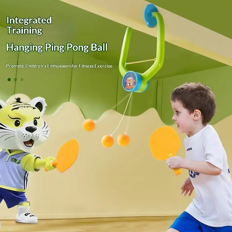 Portable Hanging Table Tennis Trainer Parent Child Interactive Sports Toy with Ping Pong Rackets for Kids Party Favors