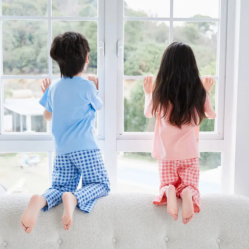 Летняя модная тенденция, домашняя одежда, костюмы, тонкий пижамный комплект из лайкры и хлопка, детские брюки с короткими рукавами, футболки Y2k