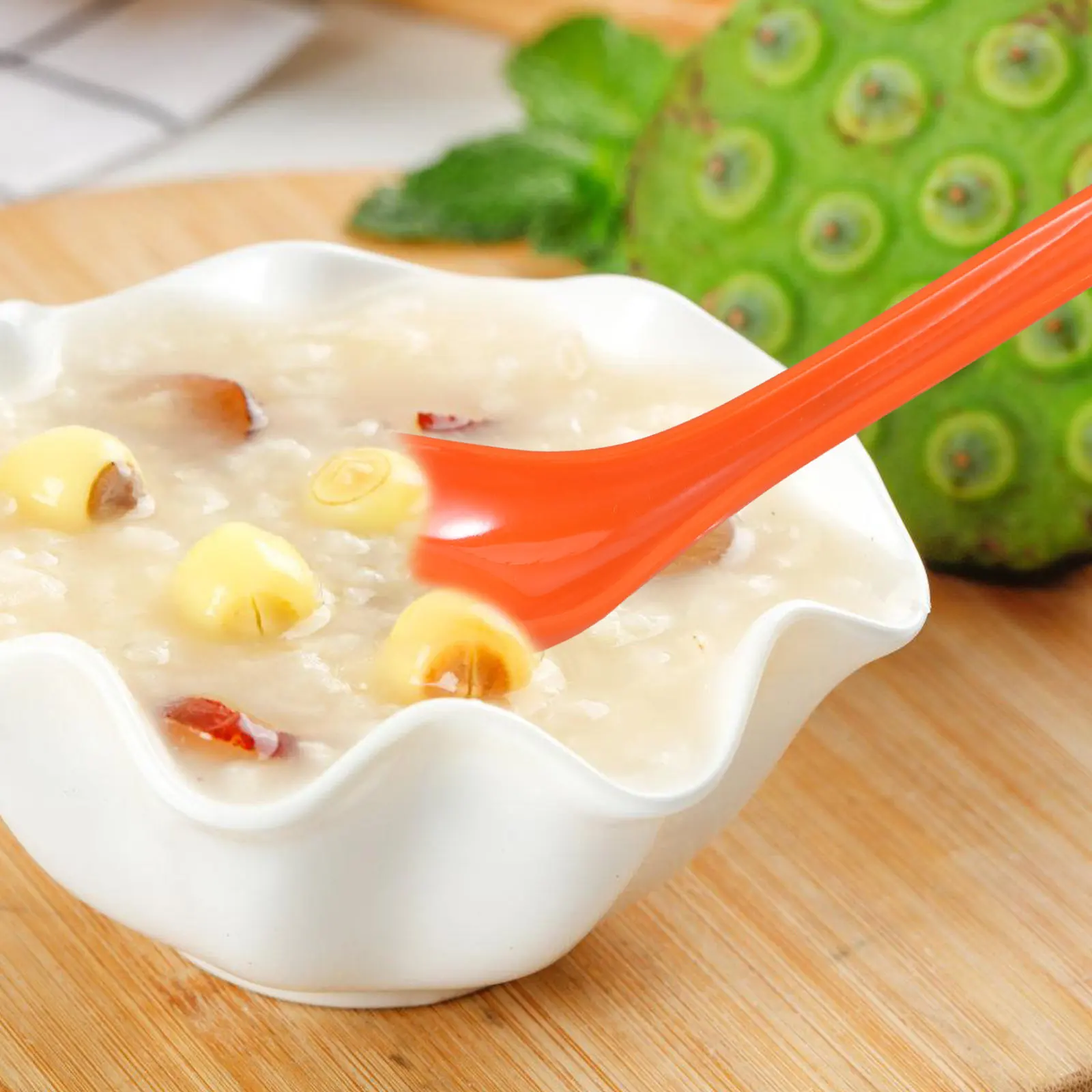 6Pcs Melamine Soup Spoons Comfortable Handle Multipurpose Dessert Spoons for Home Cafe Soup Ladle Ramen Noodle Spoon