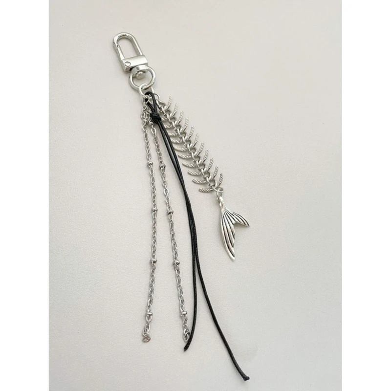 Black Rope Charm Keychains Pendant Simple Keyring Hanging Ornament Handbag Pendant Gift for Women Girls