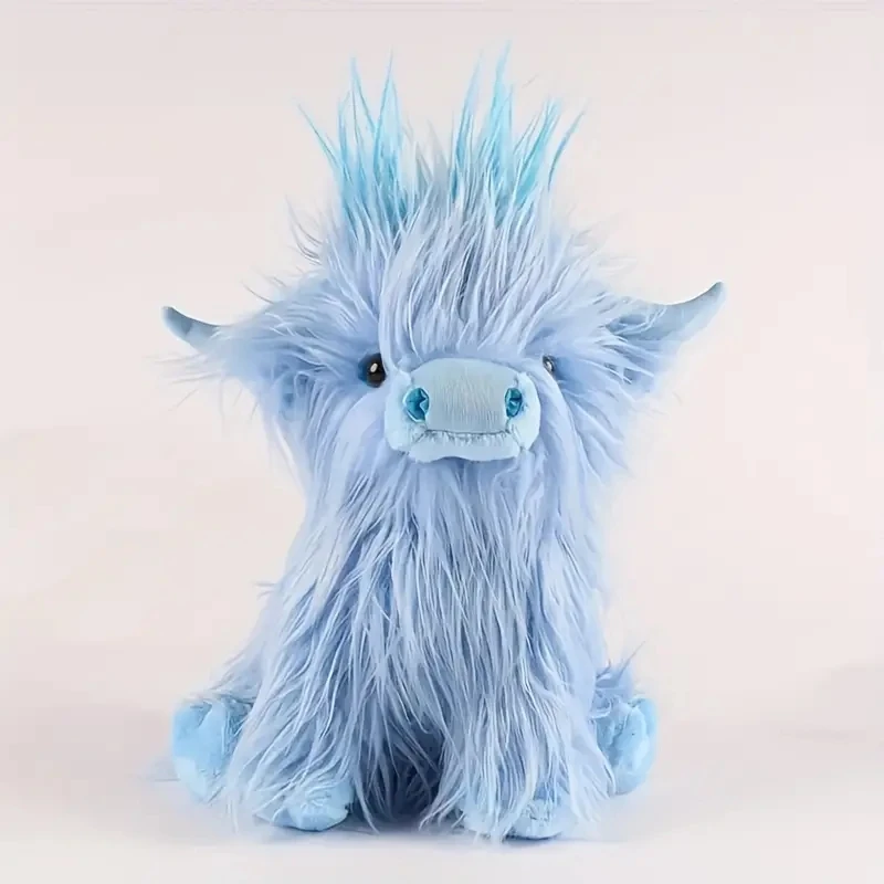 Peluche de Vaca de las Tierras Altas de 30 cm, Simulación de Kyloe Cream, Peluche de Animal, Vaca de las Tierras Altas de Peluche Suave, Regalo para Niños y Niñas