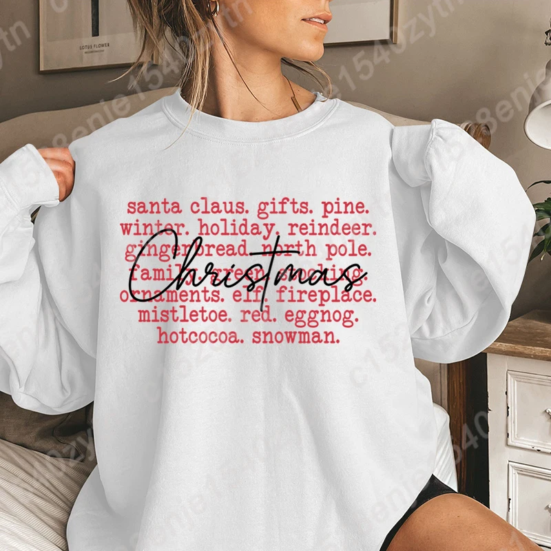 

Christmas Santa Claus Print Pullovers Women Hot Selling Sweatshirt Casual Sports Hoodeless Sweatshirt Ladies Pure Color Pullover