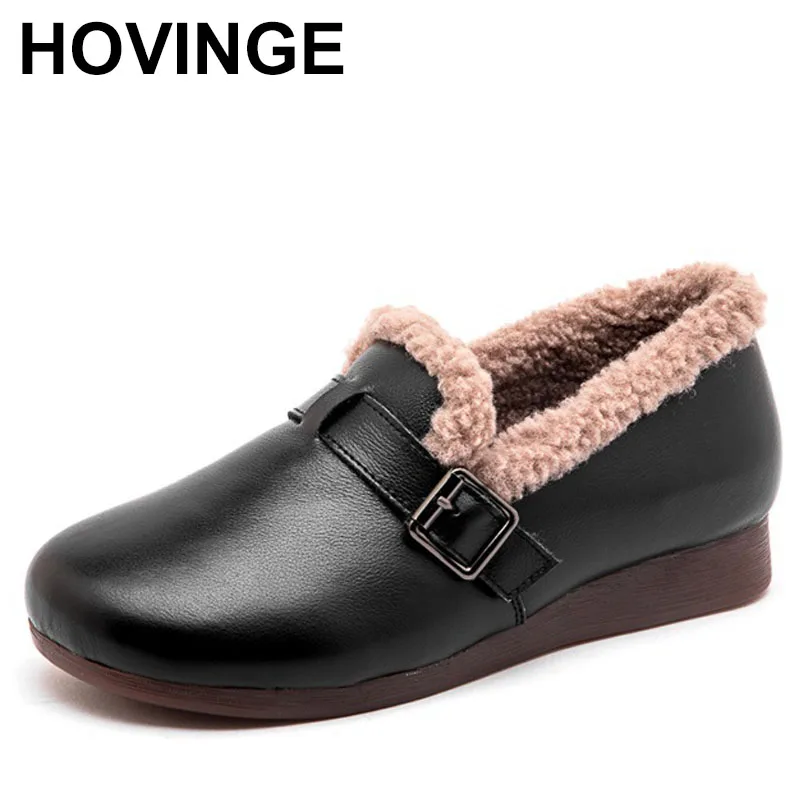 

Premium Soft Cowhide Winter Shoes Flat Sole Comfortable Warm Genuine Leather Shoes Large Size Snow Shoes Tide