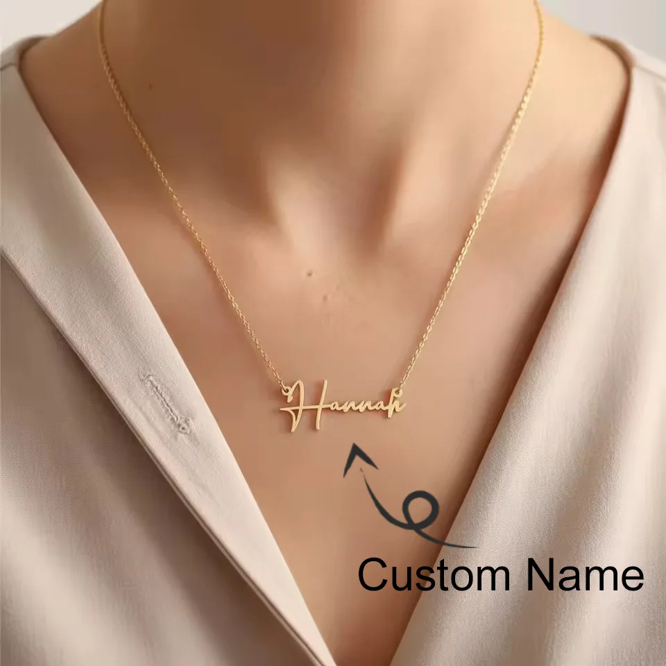 

Custom Name Necklace Personalized 18K Gold Plated Choker Stainless Steel Necklaces for Women Men Customized Jewelry Couple Gift