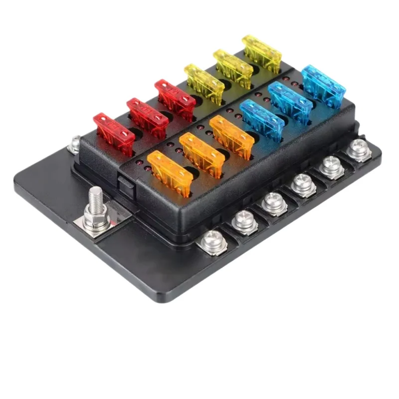 1 In 12 Way Blade Fuse Holder Box with LED Indicator 12V Auto Boat Circuit Protection Accessories