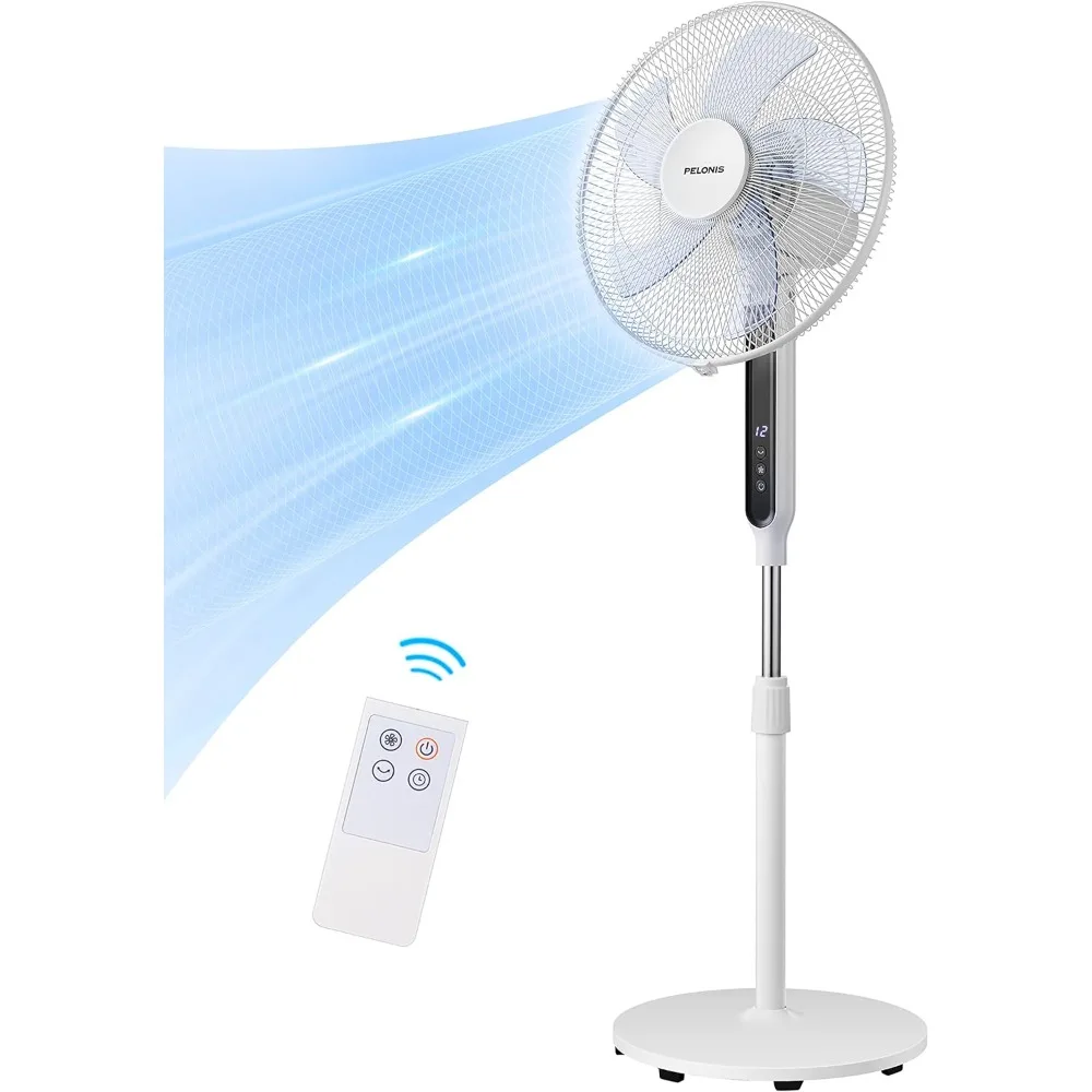 

PELONIS 16" Oscillating Pedestal Stand Up Fan | Adjustable Height | Ultra Quiet DC Motor Remote Control 12 Speed 12-Hour T