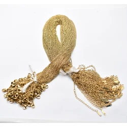 Venta al por mayor 100 unids/lote 1,5mm collar de acero inoxidable cuerda 40 + 5cm collares de Color dorado cadenas de eslabones cubanos joyería de mujer