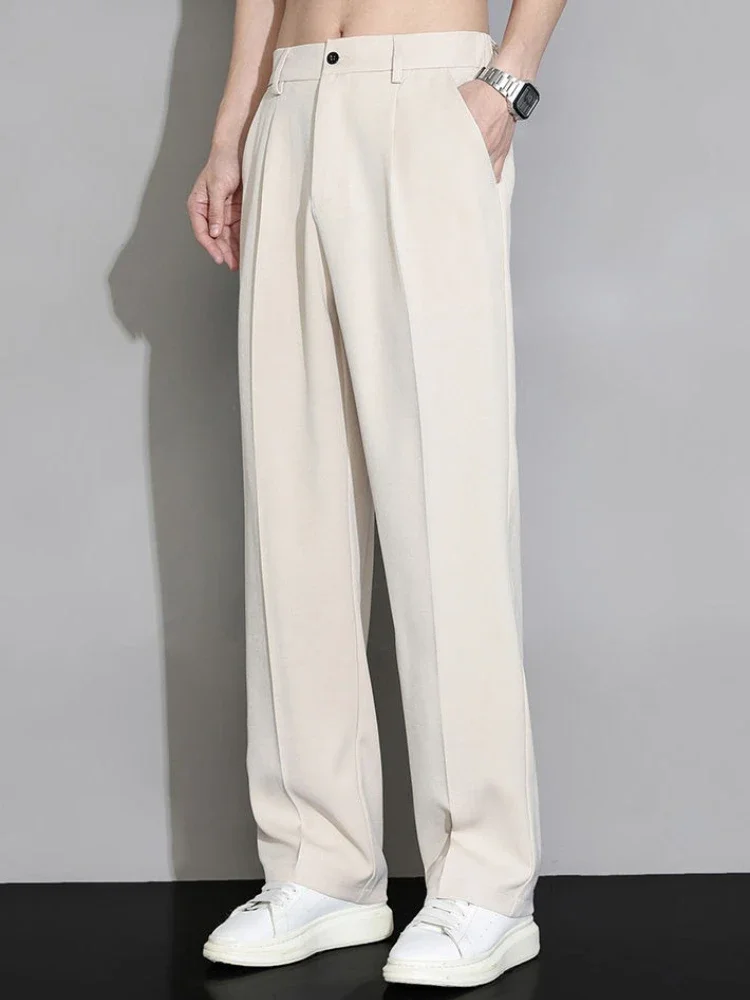 Verão calças casuais homem fino poliéster estilo coreano vintage harajuku moda venda longo streetwear baggy calças baratas para homem