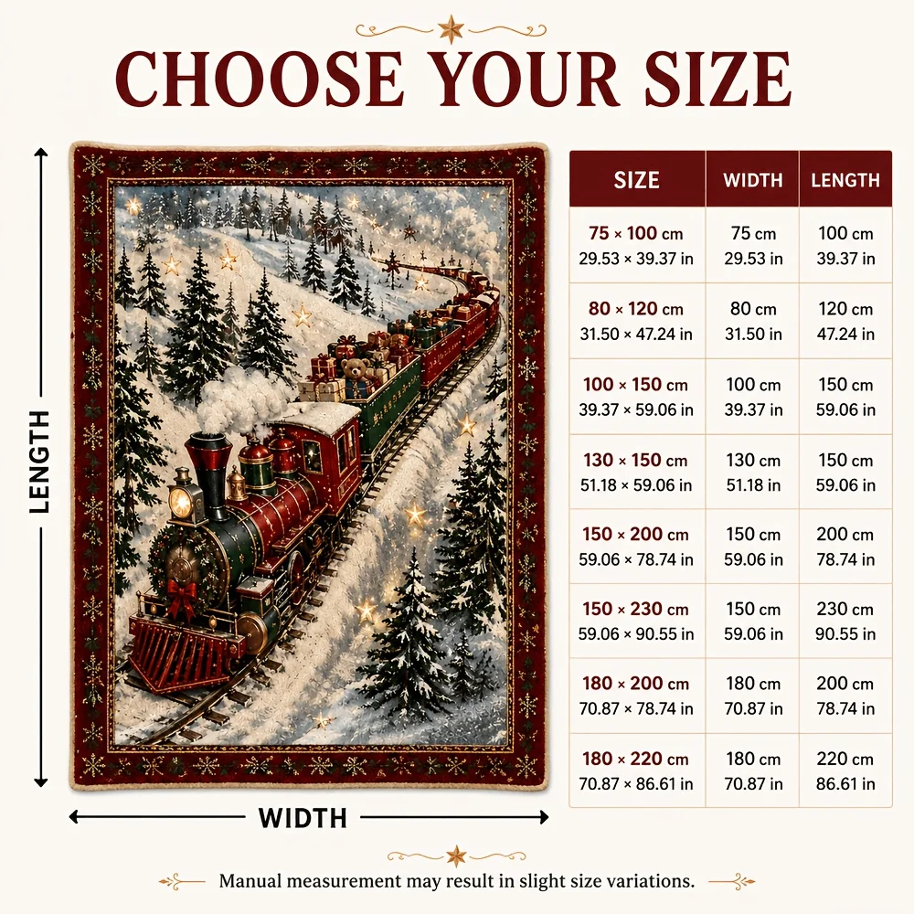 Christmas Train Journey Throw Blanket Cozy Xmas Holiday Decor Plush Throw for Sofa Bedding