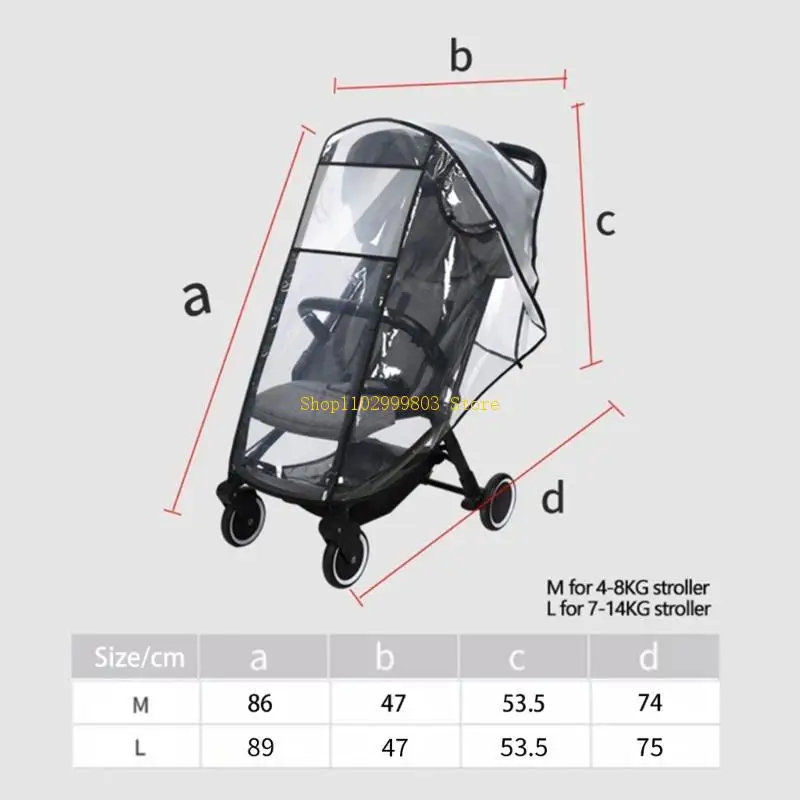 غطاء مطر عالمي لعربة الأطفال مقاوم للرياح سهل التركيب للكرسي الذي يدفع باليدين J0MF #6