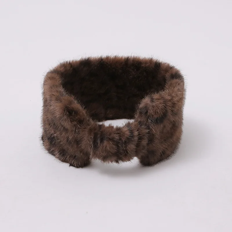 Women Vintage Faux Mink Fur Headband Thickened Warm Winter Forehead Protection Trendy Styling Hair Band Head Wrap Windproof