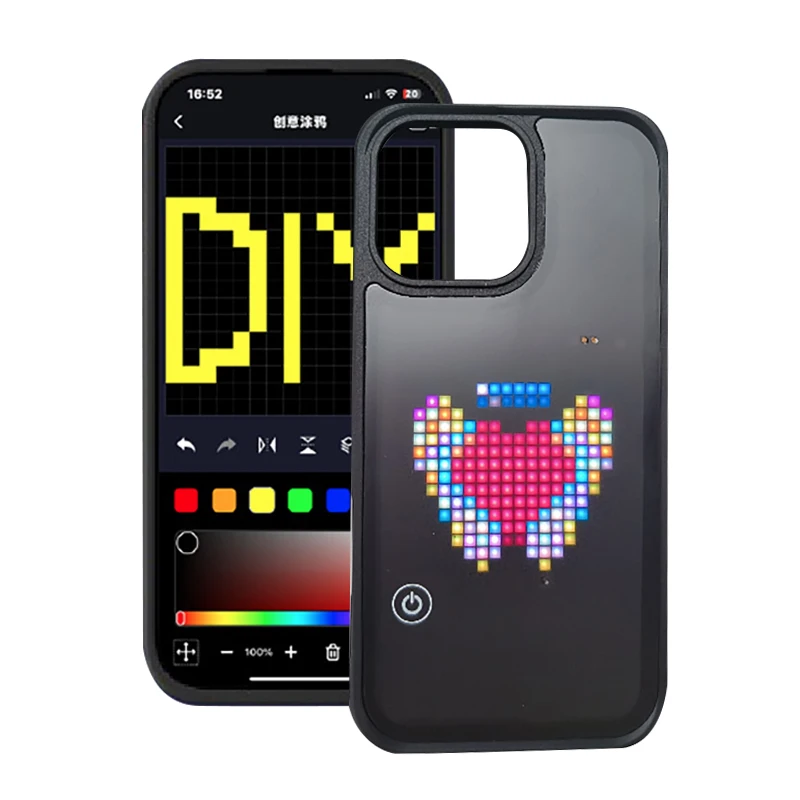 

DIY Mode With APP Image Screen Case For iPhone 17 16 Pro Max Smart Function Phone Cases Anime Mobile Phone Accessories