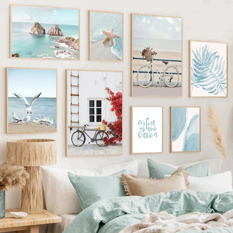 

Starfish Seagull Ocean CanvasPainting Poster Island Seaside Town Beach Print Living Room Picture Home Decor Nordic Sea Wall Art