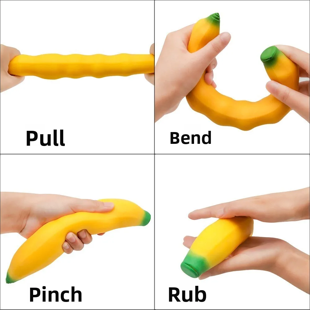 Angstlinderung Banane Squeeze Toy Langsamer Rückprall Simulierte Banane Stressabbau Squeeze Ball Sensorisches Spielzeug Dehnbares Bananenspielzeug