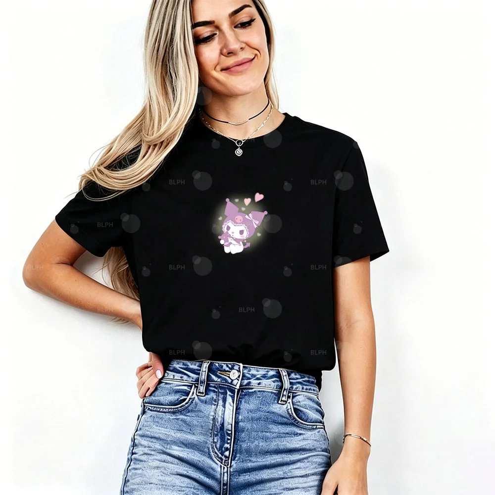 

Cute My Melody Print Family Matching T Shirts Soft Cotton Casual Parent Kid Tops Sweet Cartoon Matching Outfits for Daily Wear