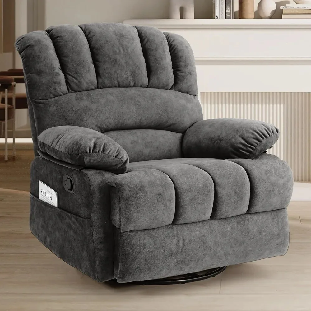 كرسي هزاز دوار كبير الحجم مقاس 40 بوصة للكبيرة والطويلة، كراسي هزازة يدوية كسول لغرفة المعيشة، مقعد عريض جدًا، مرحباً