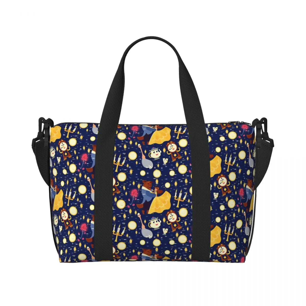 

Custom Beauty Anime And The Beast Beach Tote Bag for Women Extra Large Gym Carry On Travel Shopping Bags