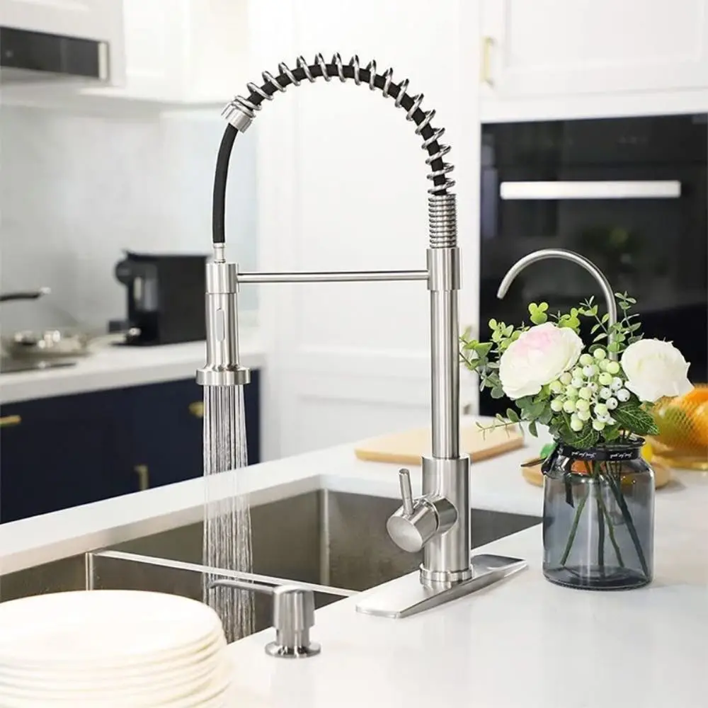 

New Stainless Steel Spring Faucet Pull Down 360 ° Rotation Vegetable Sink Double Outlet Water Multifunction Kitchen Sink