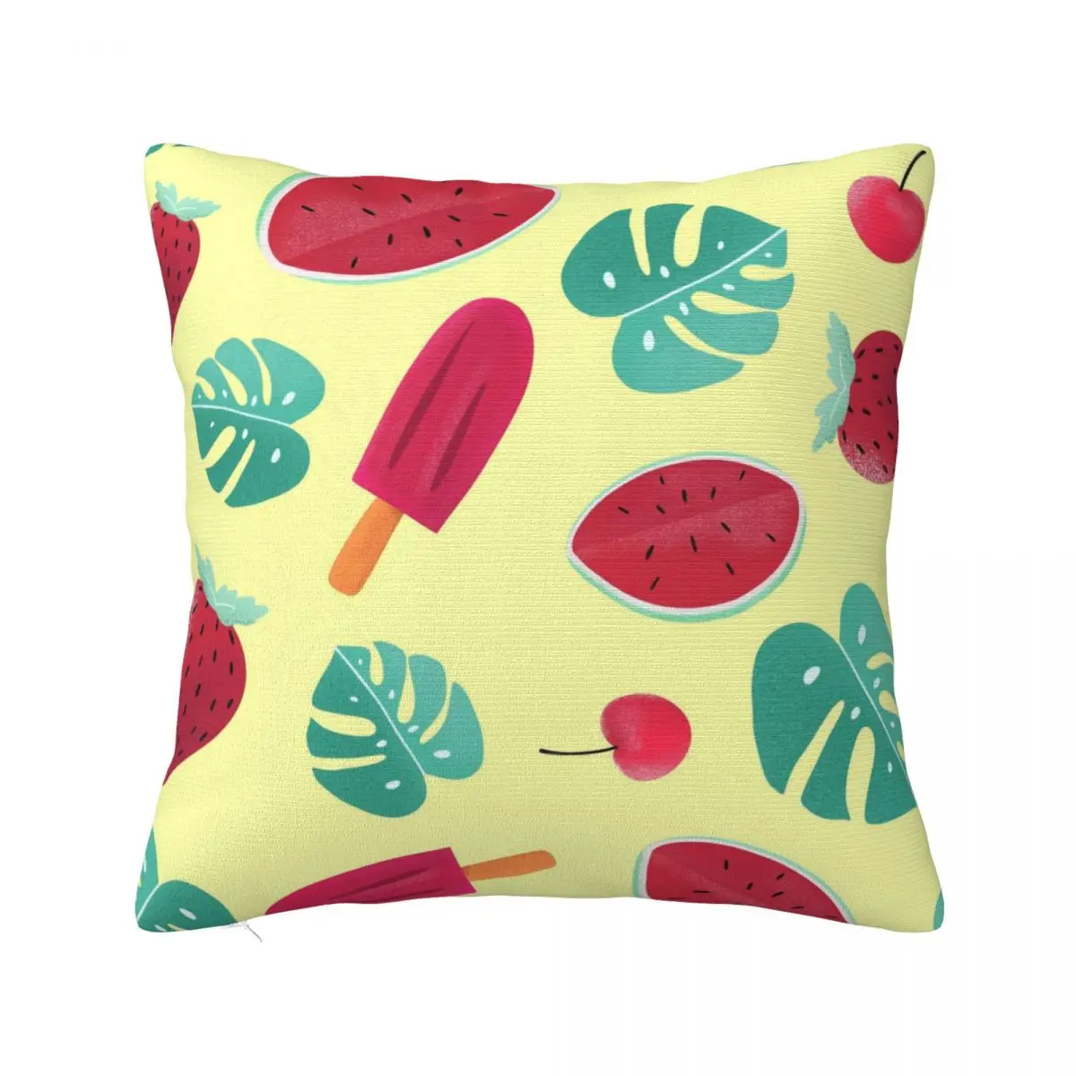 Watermelon Leaves Cherry Strawberry Pillowcase Printing Fabric Cushion Cover Gift Throw Pillow Case Cover Home Square 40X40cm