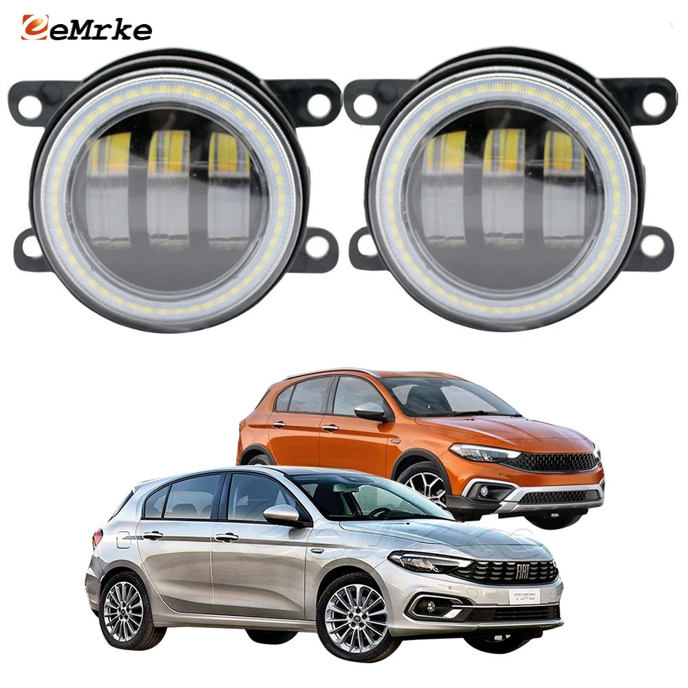 2X Led Car Fog Light Assembly Headlights 12V for Fiat Tipo Egea 356_ 2020 2021 2022 Angel Eye DRL Front Daytime Running Lights