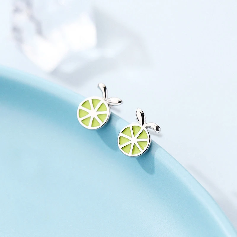 Sole Memory Fresh Cute Colorful Drip Glaze Lemon 925 Sterling Silver Female Stud Earrings EA839