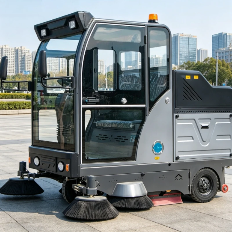 Combined Vacuum Spray Electric Floor Sweeper Lithium Powered Dust Removal Community Road Cleaning Vehicle