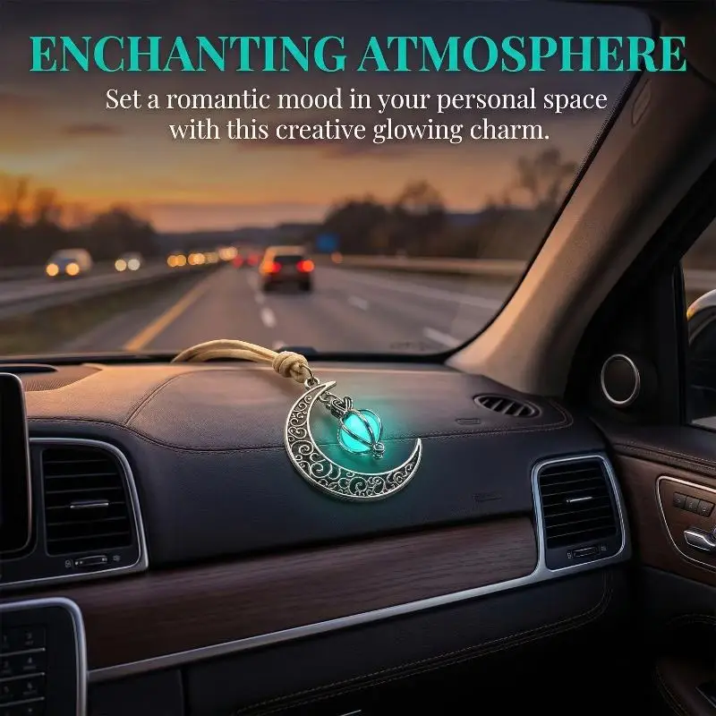 Moon Pendant Car Hanging Ornament Crystal Bead Car Rearview Mirror Charm Lucky  for Car Decoration Interior Accessory