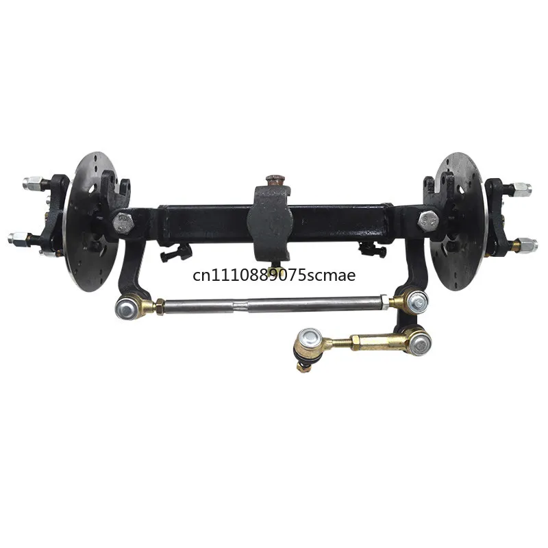 Reinforced Disc Brake Front Axle Kit, Complete Round/Square Tube Parts for Electric 4-Wheeler & Food Cart