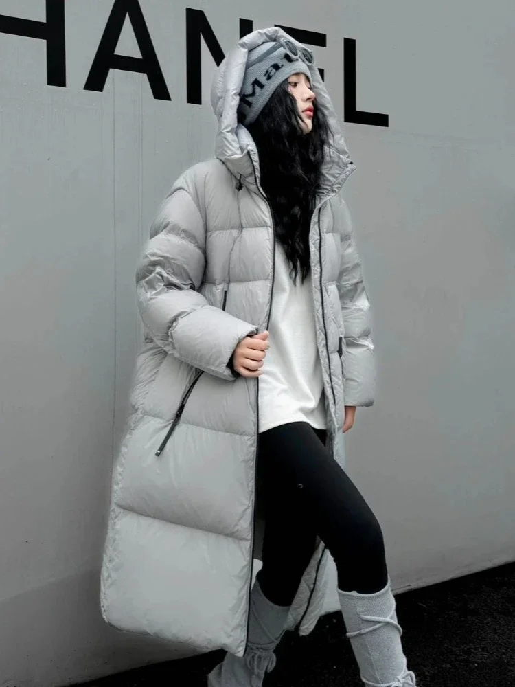 2025 جديد الخريف الشتاء سميكة الدافئة أسفل الملابس سيدة طويلة مقنعين رقيق سترة منفوخة المرأة موضة عادية أسفل معطف الإناث #1