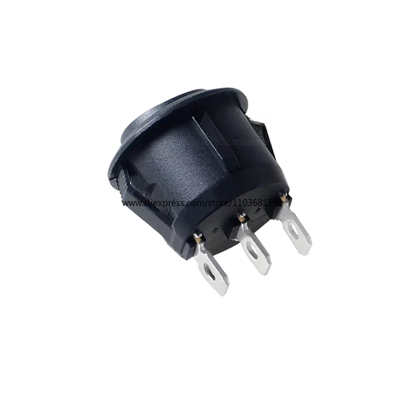 10Pcs 23mm Round Black 3 Pin 10A/125V 6A/250V AC 3 Position SPDT ON-OFF-ON Rocker Switch Snap-in